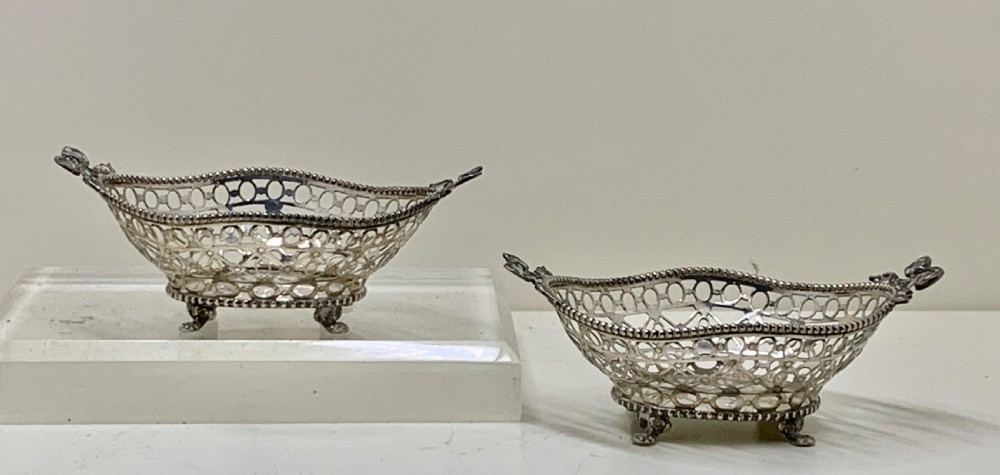 A fine pair Dutch Pierced Silver Bon Bon Dishes View II