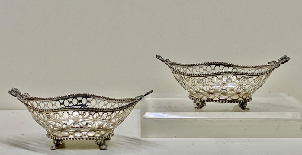 A fine pair Dutch Pierced Silver Bon Bon Dishes View III