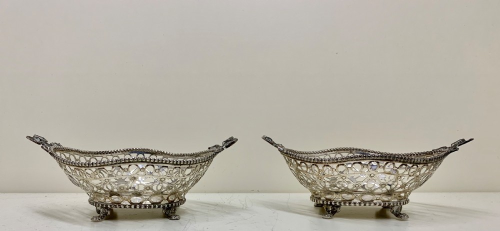 A fine pair Dutch Pierced Silver Bon Bon Dishes View XVII