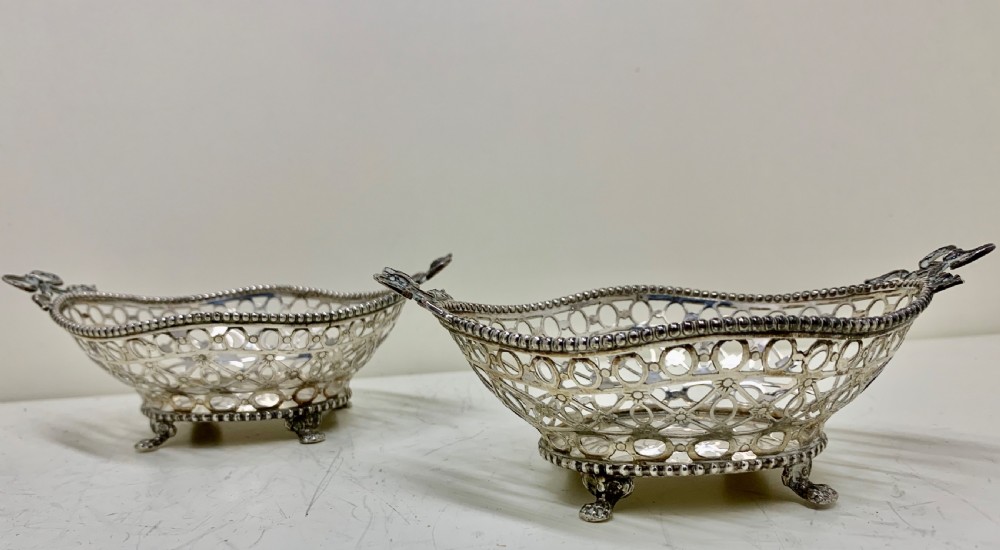 A fine pair Dutch Pierced Silver Bon Bon Dishes View XVIII