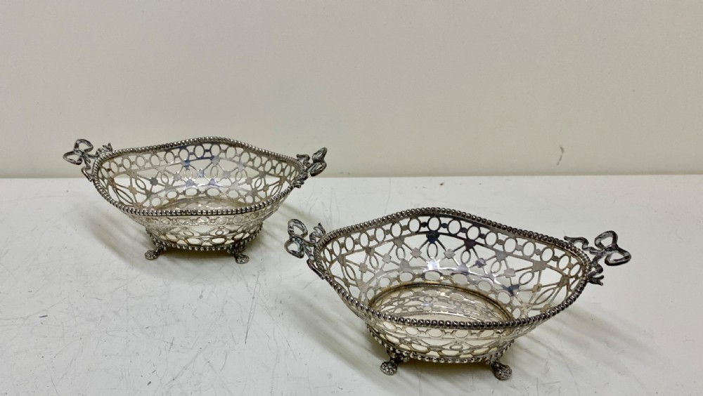 A fine pair Dutch Pierced Silver Bon Bon Dishes View XIX