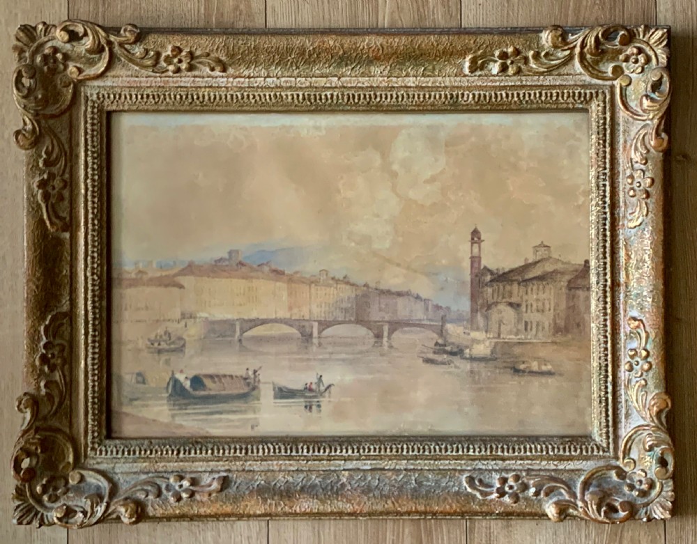 A Antique Veiw. River Arno, Florence watercolour Painting