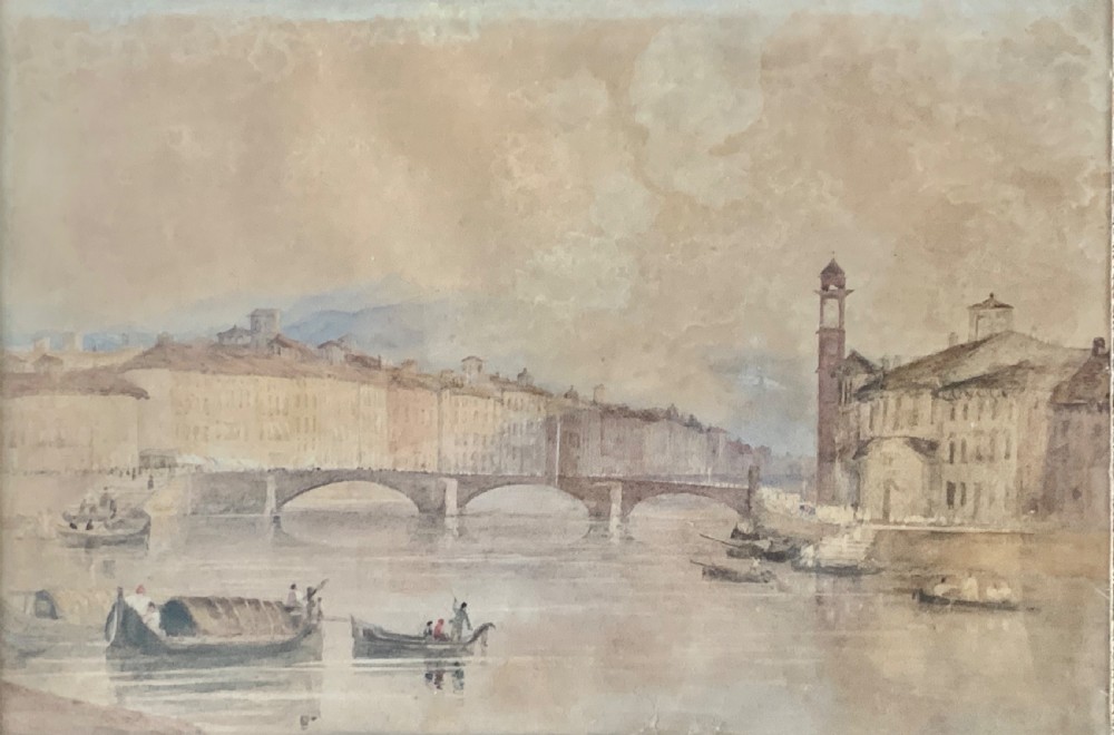 A Antique Veiw. River Arno, Florence watercolour Painting View IV