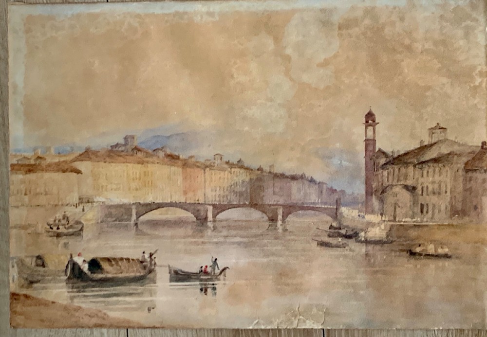 A Antique Veiw. River Arno, Florence watercolour Painting View V
