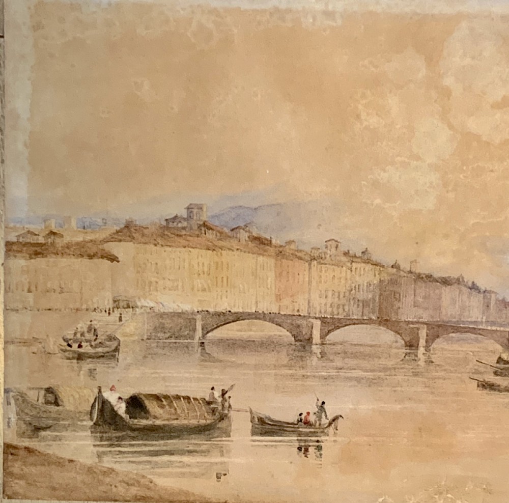 A Antique Veiw. River Arno, Florence watercolour Painting View VII