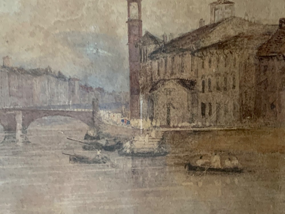A Antique Veiw. River Arno, Florence watercolour Painting View XI