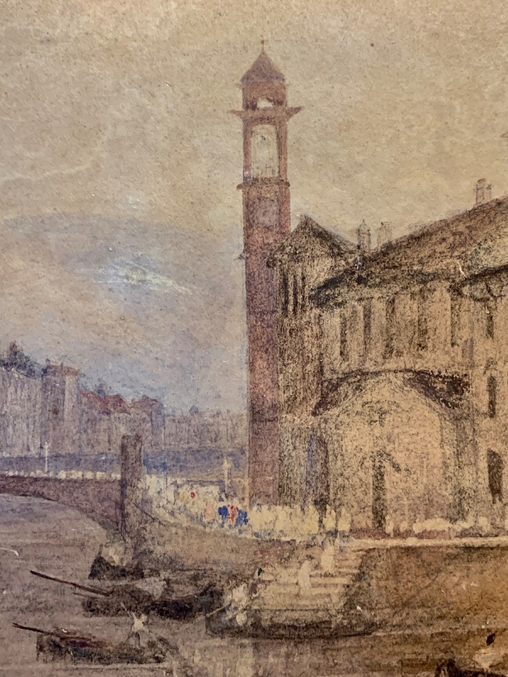 A Antique Veiw. River Arno, Florence watercolour Painting View XII