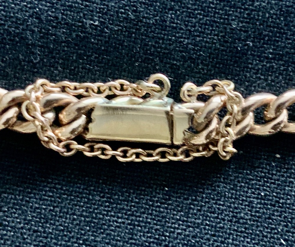Victorian Natural Pearl 9ct rose Gold Curb Bracelet Antique View VIII