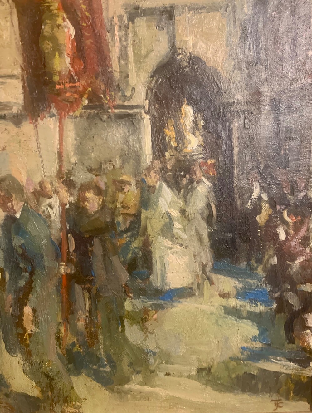 Thomas John Coates (b. 1941) Titled Religious Festival. Brittany. Oil on Canvas View V