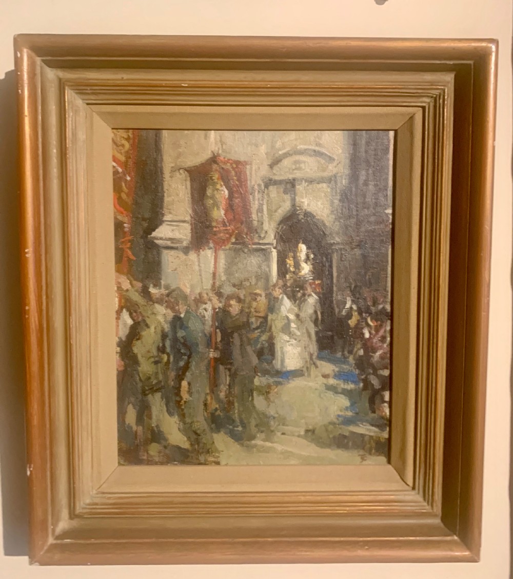 Thomas John Coates (b. 1941) Titled Religious Festival. Brittany. Oil on Canvas View X
