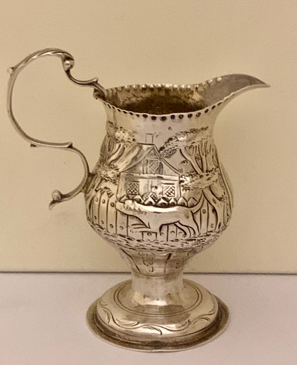 Antique George III silver cream jug by Charles Hougham hallmarked London 1779,
