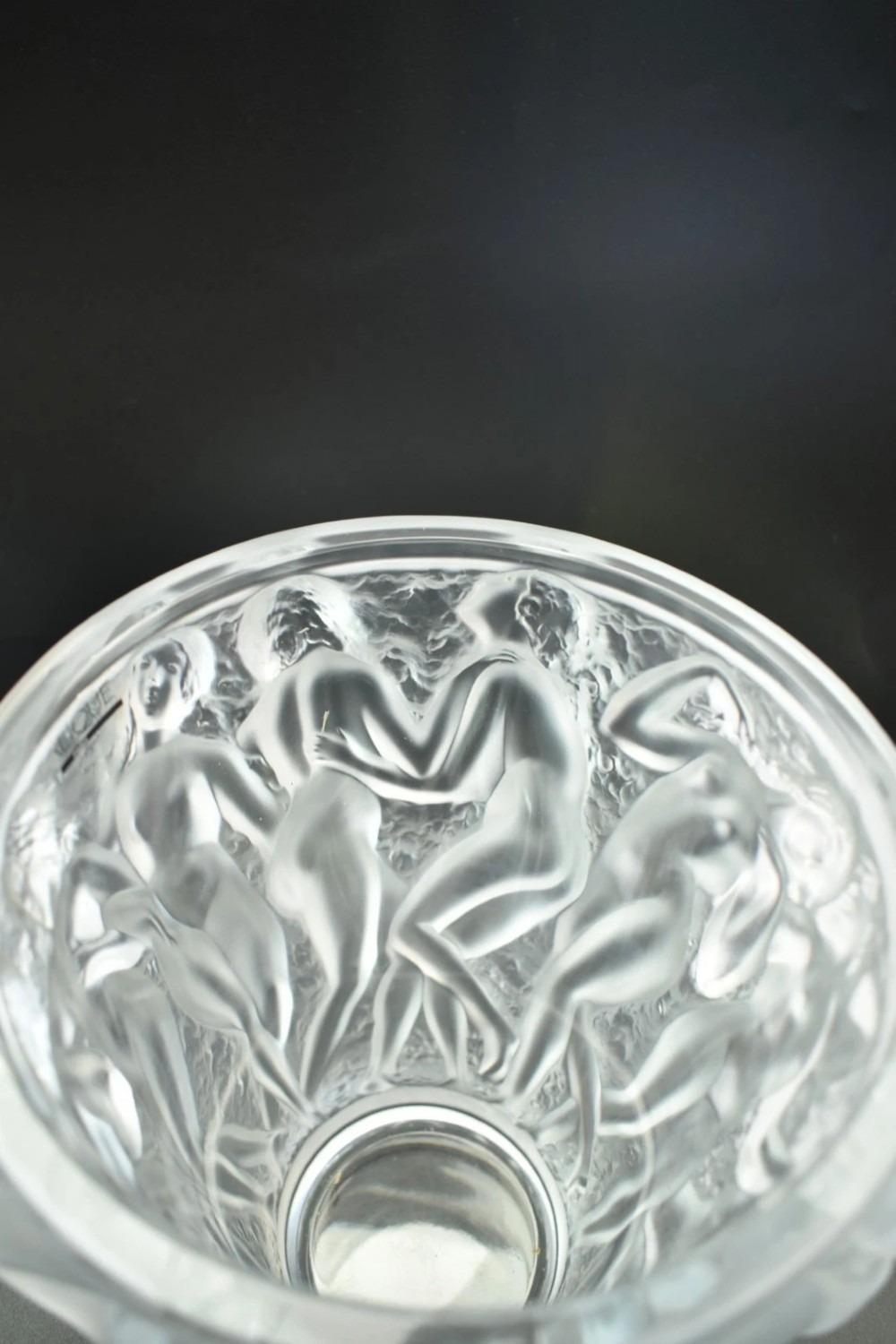Lalique France Bacchantes 24cm Frosted Crystal Vase Signed Large Model View VI