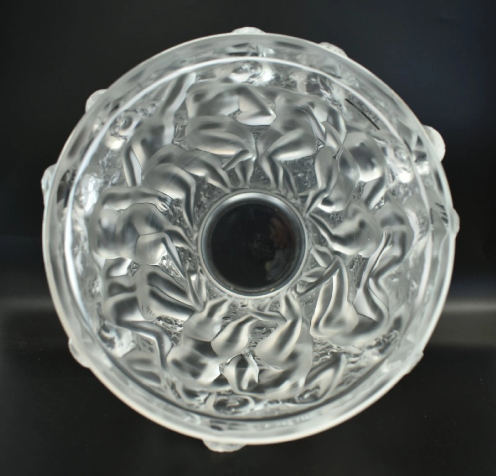 Lalique France Bacchantes 24cm Frosted Crystal Vase Signed Large Model View VIII