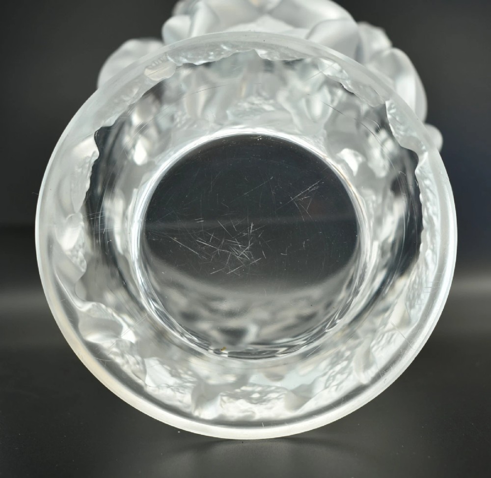 Lalique France Bacchantes 24cm Frosted Crystal Vase Signed Large Model View IX