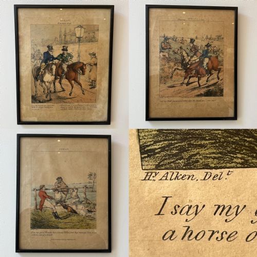 Henry Alken 'Ideas' Series - Trio of Hand-coloured Engravings Circa 1826