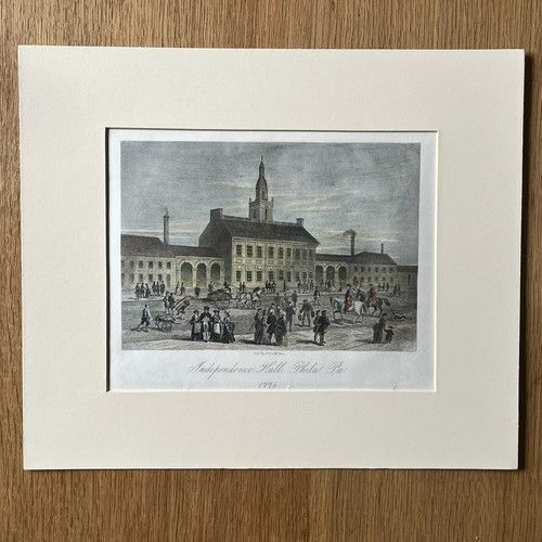 ‘Independence Hall, Philadelphia in 1776’ - Hand-coloured 19th Century Steel Engraving - By John C. Mcrae Circa 1860