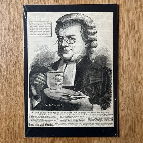 Cadbury’s Pure Cocoa Antique Original Print Advert 1888 –