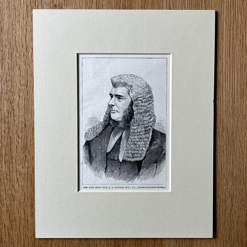 1871 Victorian Wood Engraving ‘The Late Right Hon. J. R. Davison, M.p., Judge-advocate-general’