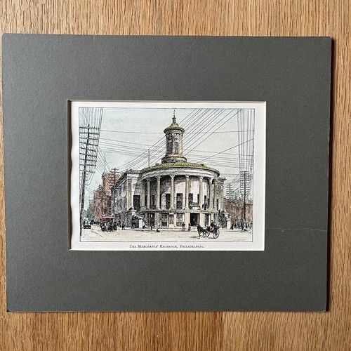 ‘The Merchants’ Exchange, Philadelphia’ by Edward Whymper - 1891 Hand-coloured Wood Engraving