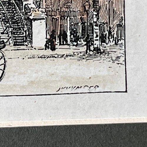 fig 3. An 1891 hand-coloured wood engraving by Edward Whymper depicting the Merchants Exchange building in Philadelphia set within a dark grey mount.
