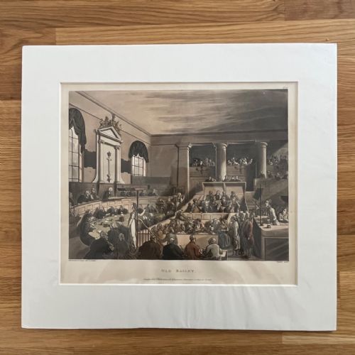 1808 Hand-coloured Aquatint ‘Old Bailey’ by Rowlandson, Pugin & Stadler — Ackermann Microcosm of London