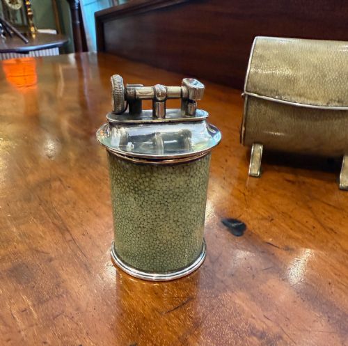 AN ART DECO SHAGREEN TABLE LIGHTER AND CIGARETTE BOX - ADDITIONAL PHOTO 2