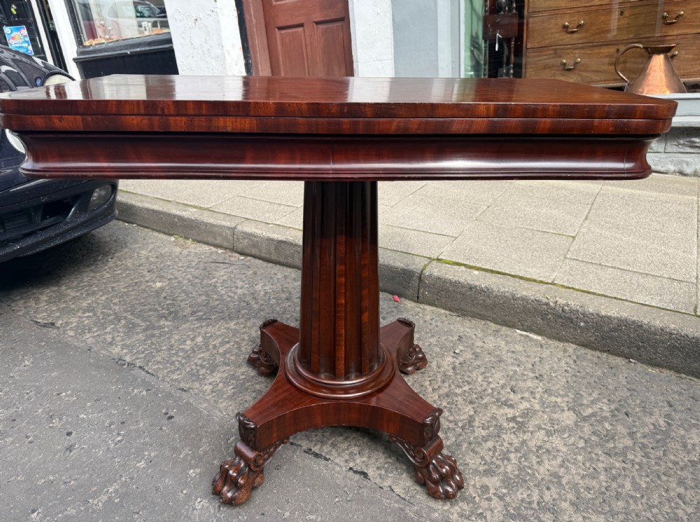 Late Regency Plum Pudding Mahogany turn over tea table View II