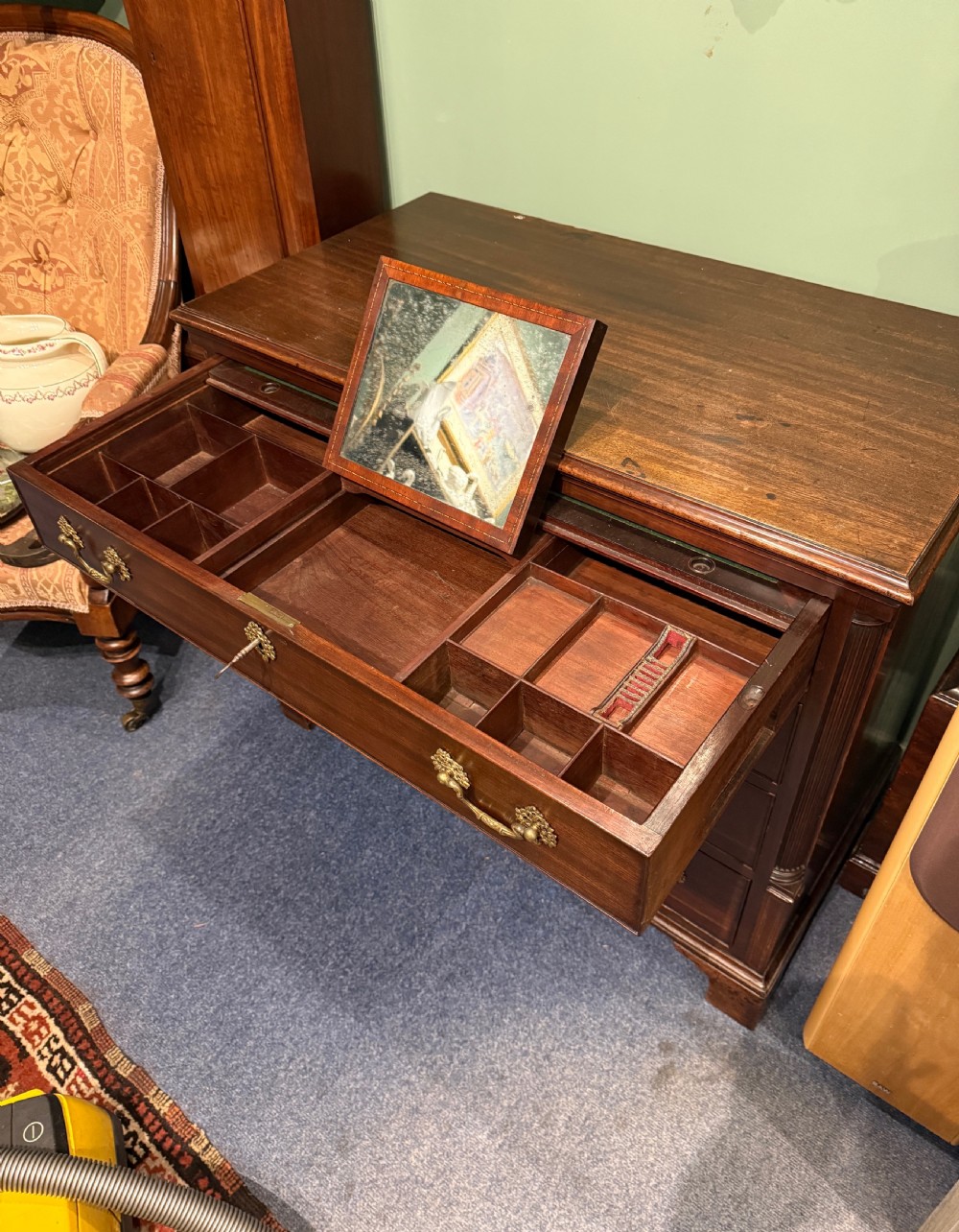 Scottish Georgian low chest of drawers with dressing top drawer View IV