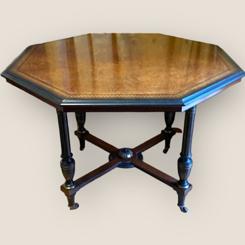 Victorian Ebonised & Birds Eye Maple Centre Table