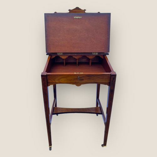 EDWARDIAN ANTIQUE ROSEWOOD LADIES WRITING DESK - ADDITIONAL PHOTO 1