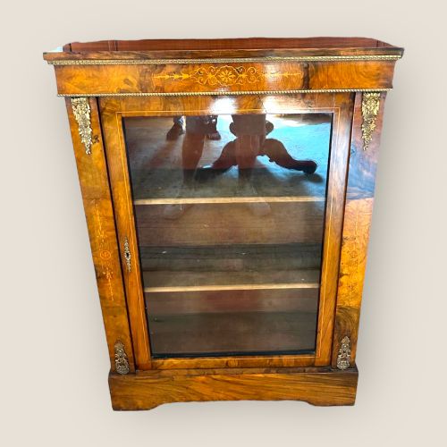 Victorian Walnut & Brass Inlaid Pier Cabinet
