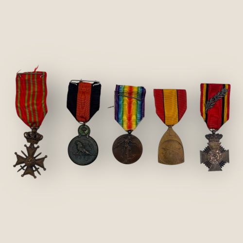 fig 1. WW1 Belgian Medal Group Of 5 Awarded To A Belgian Hero Includes Provenance