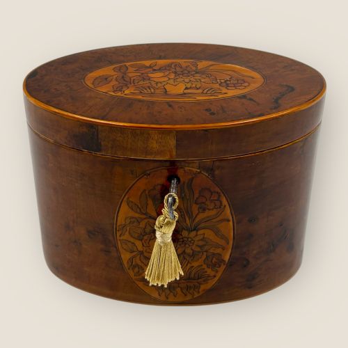 Antique Georgian Mahogany Inlaid Tea Caddy