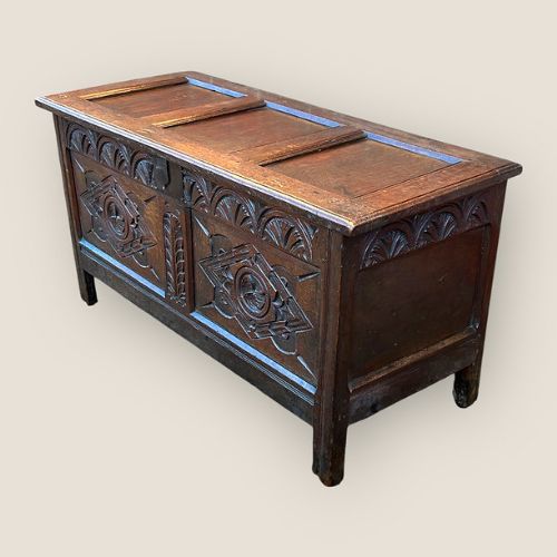 18th Century Carved Oak Coffer