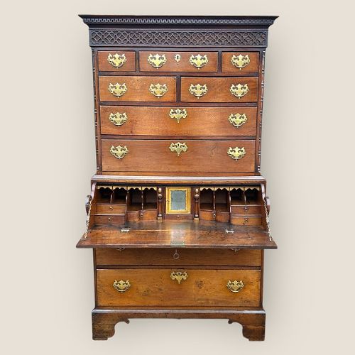 fig 1. Georgian Oak Chest on Chest with Secretaire & Hidden Compartments