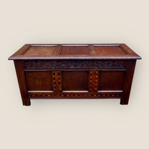 18th Century Oak and Marquetry Coffer