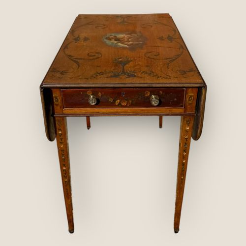 fig 1. Antique Georgian Pembroke Side Table, Mahogany, Hand Painted, Edwards & Roberts