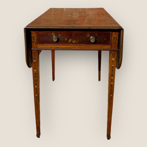 fig 3. Antique Georgian Pembroke Side Table, Mahogany, Hand Painted, Edwards & Roberts