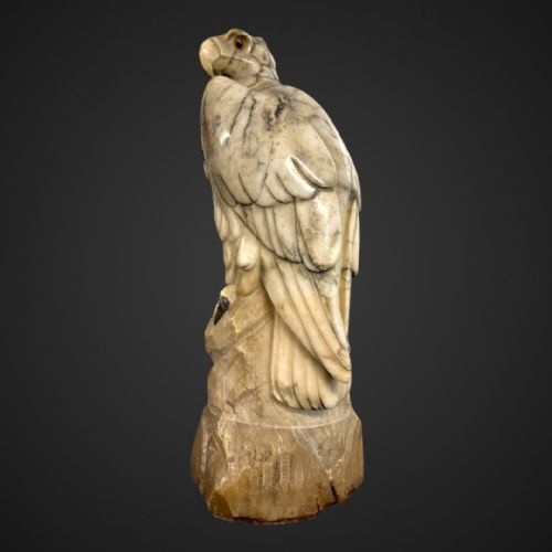 ANTIQUE MARBLE EAGLE STATUE IN VEINED CARRARA MARBLE 19TH CENTURY - ADDITIONAL PHOTO 4