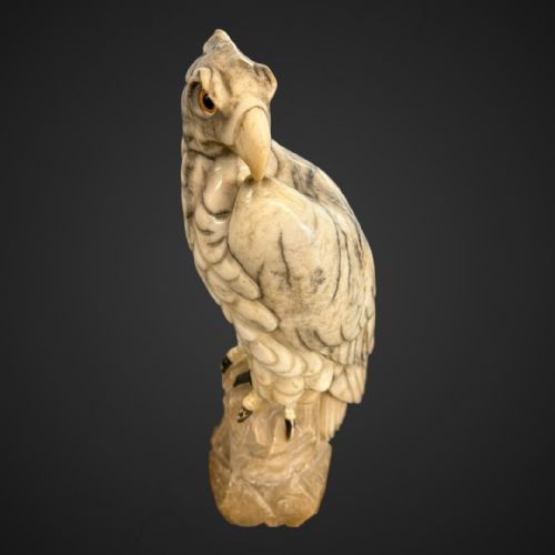 ANTIQUE MARBLE EAGLE STATUE IN VEINED CARRARA MARBLE 19TH CENTURY - ADDITIONAL PHOTO 5