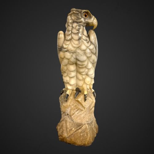 ANTIQUE MARBLE EAGLE STATUE IN VEINED CARRARA MARBLE 19TH CENTURY - ADDITIONAL PHOTO 7