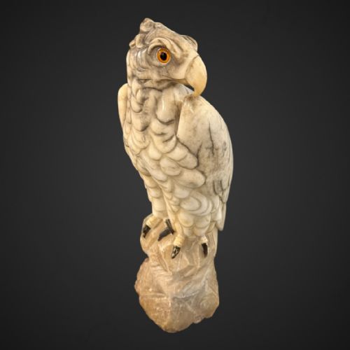ANTIQUE MARBLE EAGLE STATUE IN VEINED CARRARA MARBLE 19TH CENTURY - ADDITIONAL PHOTO 10