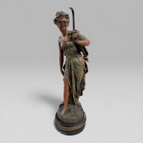 fig 2. Pair of Antique Spelter Figural Lamps in the Manner of Émile Bruchon