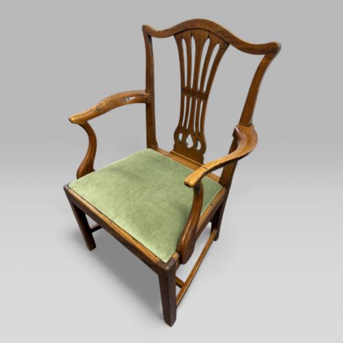 fig 1. Antique Georgian Elm Hepplewhite Style Carver Chair