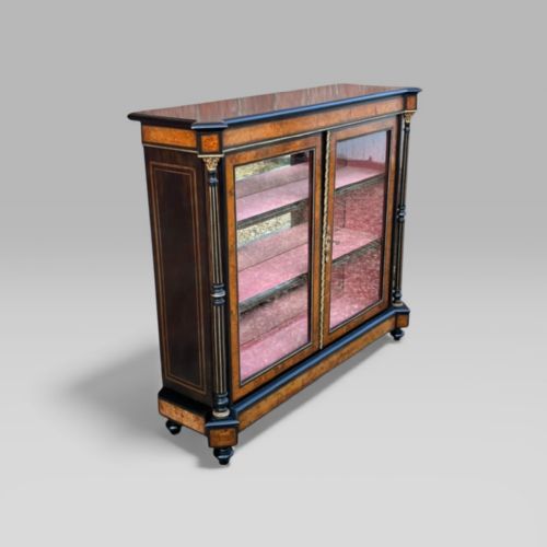 fig 2. Victorian Aesthetic Movement Amboyna & Ebonised Glass Double Door Pier Cabinet