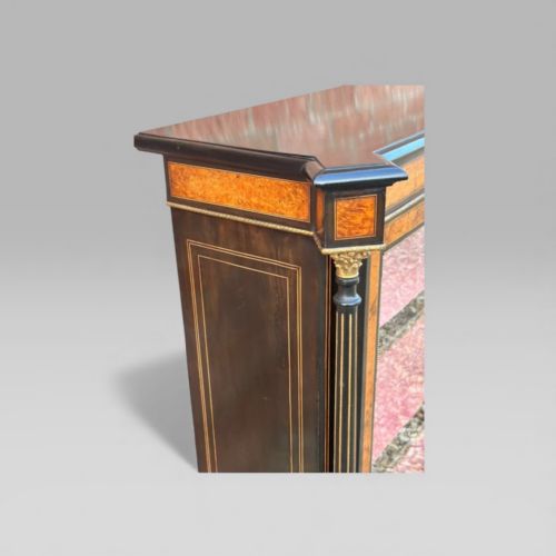 fig 3. Victorian Aesthetic Movement Amboyna & Ebonised Glass Double Door Pier Cabinet