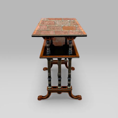 fig 2. Victorian Aesthetic Movement Amboyna Ebonised & Brass Dumbwaiter Two Tier Table