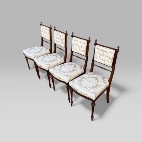 fig 1. Antique Victorian Carved Mahogany 4 White Dinning Chairs Turner & Son Liverpool