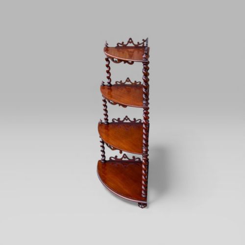 fig 1. ANTIQUE VICTORIAN MAHOGANY FOUR TIER CARVED & TURNED WHATNOT SHELVES