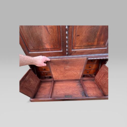 fig 4. Antique 19th Century Padouk Anglo-Indian Campaign Secretaire Chest & Cupboard